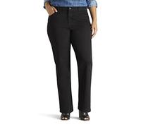 Lee Women's Plus Size Instantly Slims Classic Relaxed Fit Monroe Straight Leg Jean, Black, 24 Plus Petite