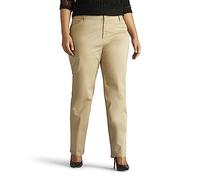 Lee Women's Plus Size Relaxed Fit All Day Straight Leg Pant, Flax, 22 Petite