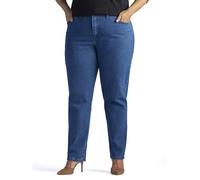 Lee Women's Plus-Size Relaxed Fit Side Elastic Tapered Leg Jean, Pepperstone Stretch, 18W Petite