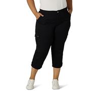 Lee Women's Plus Size Ultra Lux Comfort with Flex-to-go Cargo Capri Pant, Black, 22