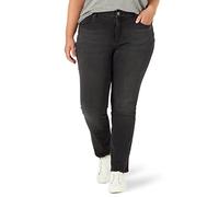 Lee Women's Plus Size Ultra Lux Mid-Rise Slim Fit Straight Leg Jean, Black, 26