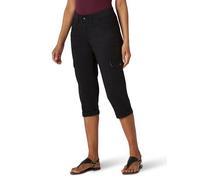 Lee Women's Relaxed-Fit Austyn Knit-Waist Cargo Capri Pant, Black, 14 US
