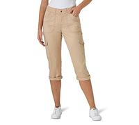 Lee Women's Relaxed-Fit Austyn Knit-Waist Cargo Capri Pant, Café, 8 US