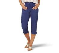 Lee Women's Relaxed-Fit Austyn Knit-Waist Cargo Capri Pant, Ink Blue, 14 US