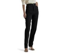 Lee Women's Relaxed Fit Side Elastic Tapered Leg Jean, Double Black, 16 Short