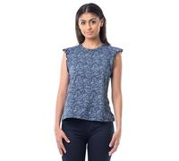 Lee Women's Ruffle Sleeve Crewneck Tank Top Cami Shirt, Dark Denim Paisley, Medium