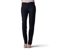 Lee Women's Secretly Shapes Regular Fit Straight Leg Pant, Black, 16 Long