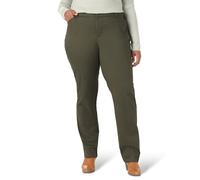 Lee Women's Size Wrinkle Free Relaxed Fit Straight Leg Pant, Frontier Olive, 20 Plus Long
