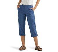 Lee Women's Ultra Lux Comfort with Flex-to-go Cargo Capri Pant, Chambray, 18 US