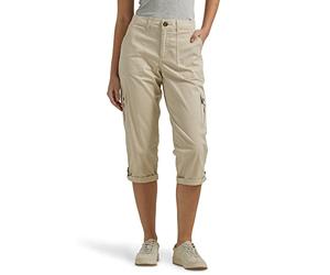 Lee Women's Ultra Lux Comfort with Flex-to-go Cargo Capri Pant, Pioneer Beige, 16 US