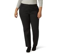 Lee Women's Wrinkle Free Relaxed Fit Straight Leg Pant, Black, 10 Long