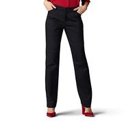 Lee Women's Wrinkle Free Relaxed Fit Straight Leg Pant, Black, 14 Long