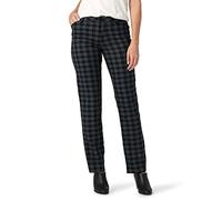 Lee Women's Wrinkle Free Relaxed Fit Straight Leg Pant, Unionall Black/Gray Houndstooth, 16 US