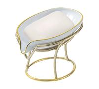 Leeaf Design Soap Dish - Water Flow Holder, Shower Tray Organiser, Sellf Discharge Sink Stand with Suction Base, Decorative Kitchen Sink Shelf for Bathroom Kitchen, 5.12 x 3.54 x 3.54 inches