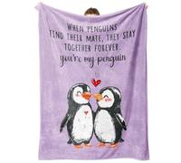 Leebbsin Anniversary/Birthday Gifts for Girlfriend Boyfriend Her Him- Soft Blushing Penguins Blanket- Gifts, Romantic Presents Gifts for Wife Husband Men Women, Love Blanket, 60”×50”