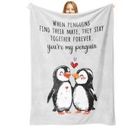 Leebbsin Anniversary/Birthday Gifts for Her, Him- Soft Blushing Penguins Blanket- Girlfriend/Boyfriend Gifts, Romantic Presents Gifts for Wife Husband Men Women, Love Blanket, 60”×50”