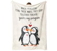 Leebbsin Christmas/Anniversary/Birthday Gifts for Her Him- Soft Blushing Penguins Blanket- Girlfriend/Boyfriend Gifts, Romantic Presents Gifts for Wife Husband Men Women, Love Blanket, 60”×50”