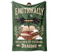 Leebbsin Fantasy Book Lovers Gifts, Bookish Gifts for Woman Men- Gragon Lovers Blanket, Functional Reading Gifts for Readers, Librarian, Book Nerd, Bookworm, Bookish Dragon Throw Blanket 60" x 50"