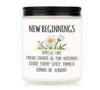 Leebbsin New Beginnings Candle, New Job/Home Gifts, Good Luck Gift, Leaving Gifts for Colleagues Women Men, Divorce/Inspirational/Motivational Gift, Handmade Lavender Scented Soy Wax Candle 7oz