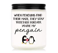 Leebbsin Penguin Candle Gifts for Him Her, Anniversary Birthday Wedding Gifts, Romantic Presents for Girlfriend Boyfriend Wife Husband, Cute Handmade Lavender Soy Wax Candle, 7oz