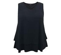 LEEBE Women's Plus Size V-Neck Tier Tank (1X-5X) (3X (UK 26-28), Black)