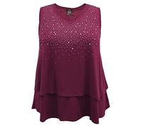 LEEBE Women's Plus Size V-Neck Tier Tank (1X-5X) (4X (UK 30-32), Studded Wine)
