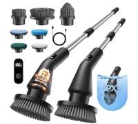Leebein Electric Spin Scrubber, 2025 Upgraded Electric Cleaning Brush, IPX7 Waterproof Shower Scrubber with 7 Brush Heads, Extendable Long Handle and 2 Speeds Scrubber for Bathroom Floor Kitchen