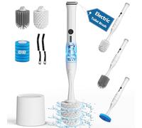 Leebein Electric Toilet Brush and Holder Set, Electric Toilet Bowl Scrubber Kit with 8 Replaceable Heads, Disposable Brush with 6 Wand Cleaner Refills, 2 Pcs Crevice Cleaning Brush