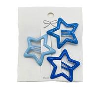 LeeCAE 3pcs/pack Hair Clip for Hot Girls Hollow Star Shape Hair Barrettes Candy Color Ponytail Hair Barrettes for Teens Girls- Blue