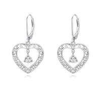 LEECCI Celtic Knot Triquetra Dangle Earrings 925 Sterling Silver Heart Filigree Drop Earrings Celtic Leverback Clasp Jewelry for Women