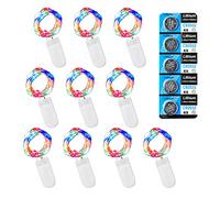 LEECOCO LED Fairy Lights with Battery, 1 m Fairy Lights Outdoor Battery, Christmas, Party, Wedding Decoration (10 Pack 1 m, 10 LEDs, Multi-Colour)