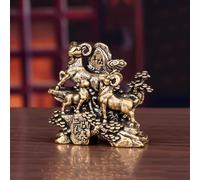 LEEDJUINE Pure Copper Chinese Zodiac Sheep Statue Wealth Attracted, 4.9cm 1.9in, Figurine Mascot Room Desktop Ornament