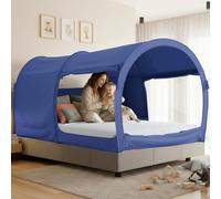 LEEDOR Bed Tent Dream Tents Bed Canopy Shelter Cabin Indoor Privacy Warm Breathable Pop Up Full Size for Kids and Adult Patent Pending Navy(Mattress Not Included)