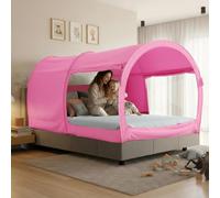 LEEDOR Bed Tent Dream Tents Bed Canopy Shelter Cabin Indoor Privacy Warm Breathable Pop Up Twin Size for Kids and Adult Patent Pending Pink(Mattress Not Included)