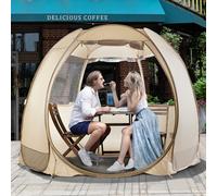 LEEDOR Hexagon Pop Up Sun Shade Camping Tent-3 Ventilated Clear Windows,Instant Family Tent for Outdoor Camping,Beach,Events & Party Decorations,All-Season Shelter Pop Up Canopy,Large Size 4-6 Person