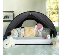 LEEDOR Pop Up Bed Tent with Mesh & Shade Cloth Window,Bed Canopy Shelter Cabin Indoor Privacy Space Sleeping Tents,Blackout Light Reduction Breathable Dream Tent with Portable Bag for Kids Adults Twin