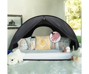 LEEDOR Pop Up Bed Tent with Mesh & Shade Cloth Window,Bed Canopy Shelter Cabin Indoor Privacy Space Sleeping Tents,Blackout Light Reduction Breathable Dream Tent with Portable Bag for Kids Adults Twin