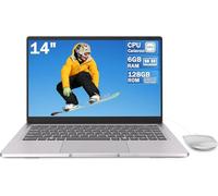 LEEDOW 14 Inch Slim Laptop Celeron N4000 6GB RAM 128GB SSD Notebook Silver | Built for Students, Business Users and Families Who Need a Practical Laptop PC for Office Work, Email and Online Learning
