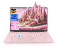 LEEDOW Laptop 16GB RAM 512GB SSD 15.6" FHD Display PC Quad-Core N95 Processor Up to 3.4GHz Laptop Computer with Touch ID Support WiFi Bluetooth4.2 USB3.0 Pink