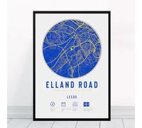 Leeds Elland Road Map | Framed & Prints Available | Stadium Minimalist Gift, United Football FC Fan Poster Art Artwork Gift Decor Son Brother Dad Granddad Grandad Son Memorabilia Father's Day