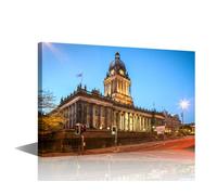Leeds England Pictures Prints on Canvas Leeds Town Hall Wall Art Home Decorations Gothic Style Architecture Wall Art for Living Room Bedroom Decor 1 Panel Painting Framed Ready to Hang (16''Wx 24''H)