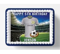 Leeds Football Team Colours Personalised Edible Cake Topper Printed on Icing Sheets - Round, Square, Costco, Cupcake Toppers - Happy Birthday (2. Costco/Square/Rectangle)