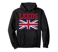 Leeds Union Jack United Kingdom British Flag Vintage Faded Pullover Hoodie