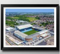Leeds United FC Gifts, Elland Road Stadium Framed Print, Poster, Wall Art, Football Club Memorabilia. (Black Frame, 53cm x 43cm)