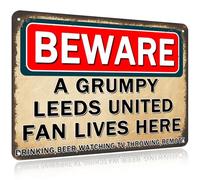 Leeds United Gifts For Men Champions Metal Signs Gifts For Boys Plaque Funny A Grumpyleeds Unitedfan Lves Here Wall Art Vintage Gift Man Cave Living Room Bars Sign Decorations Gift 20x30 Cm