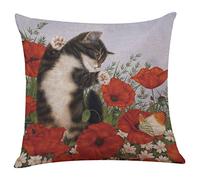 LEEDY Cute Cat Throw Pillow Covers, Cushion Case Home Decor for Livingroom Sofa Car Bedroom With Invisible Zipper 18x18 Inches