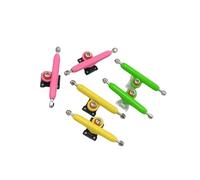 LEEFAI 6pcs Pro Fingerboard Trucks 34mm Wide-Standard Shape G1 -Inveted Kingpin-Finger Mini Skateboard Truck with Screws and Tool - Single Axles Without Spacer-Pink&Green&Yellow