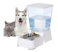 Leefele Automatic 5.4L/1.4Gal Pet Waterer, Pet Automatic Dog Water Dispenser Gravity Stainless Steel Water Feeder, Large Capacity Feeding Bowls for Cats and Medium & Large-Sized Dogs (White, Water)