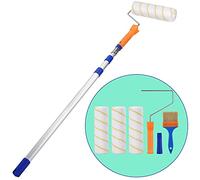 LEEFENGQI Telescopic Aluminium Alloy Rod Paint Roller Brush Set, Multi-Function&Household Adjust Length from 90 cm to 200 cm, Including 3 Pcs Replaced Roller Brush, 1 Pc Bristle Paint Brush