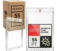 LEEFLIT 25 Pack Magnetic Card Holders for Trading Cards, 55PT Ultra-Slim One Touch Case, UV Protection Clear Hard Plastic Protectors for Thick Sports Cards